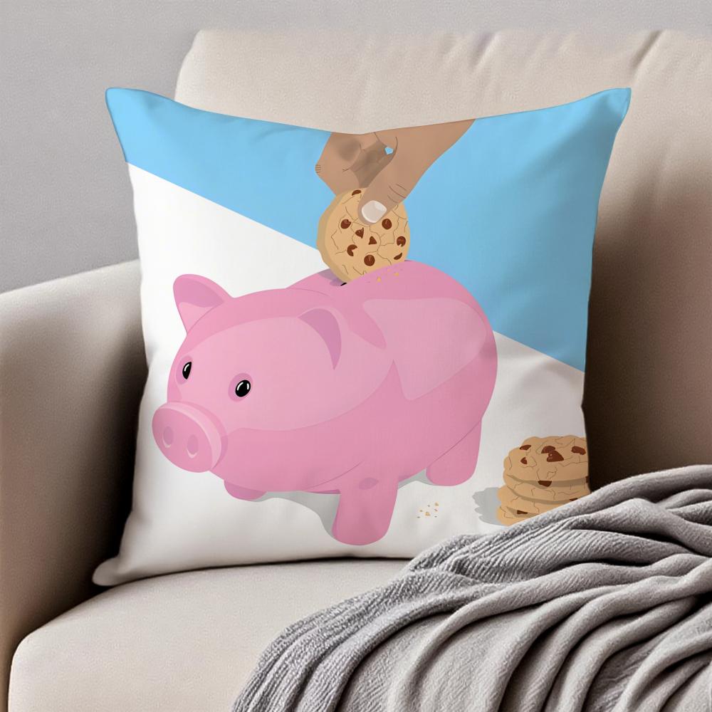 Funny Animal Illustrations Art Cushion Cover Pillowcase Antidustmite Invisible Zipper Short Plush Sofa Cushion