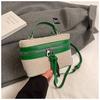 New Color Blocking Box Bag for Women PU Splicing Zipper Handbag Korean Casual Fashion Canvas Shoulder Bag Female CrossBody Bags