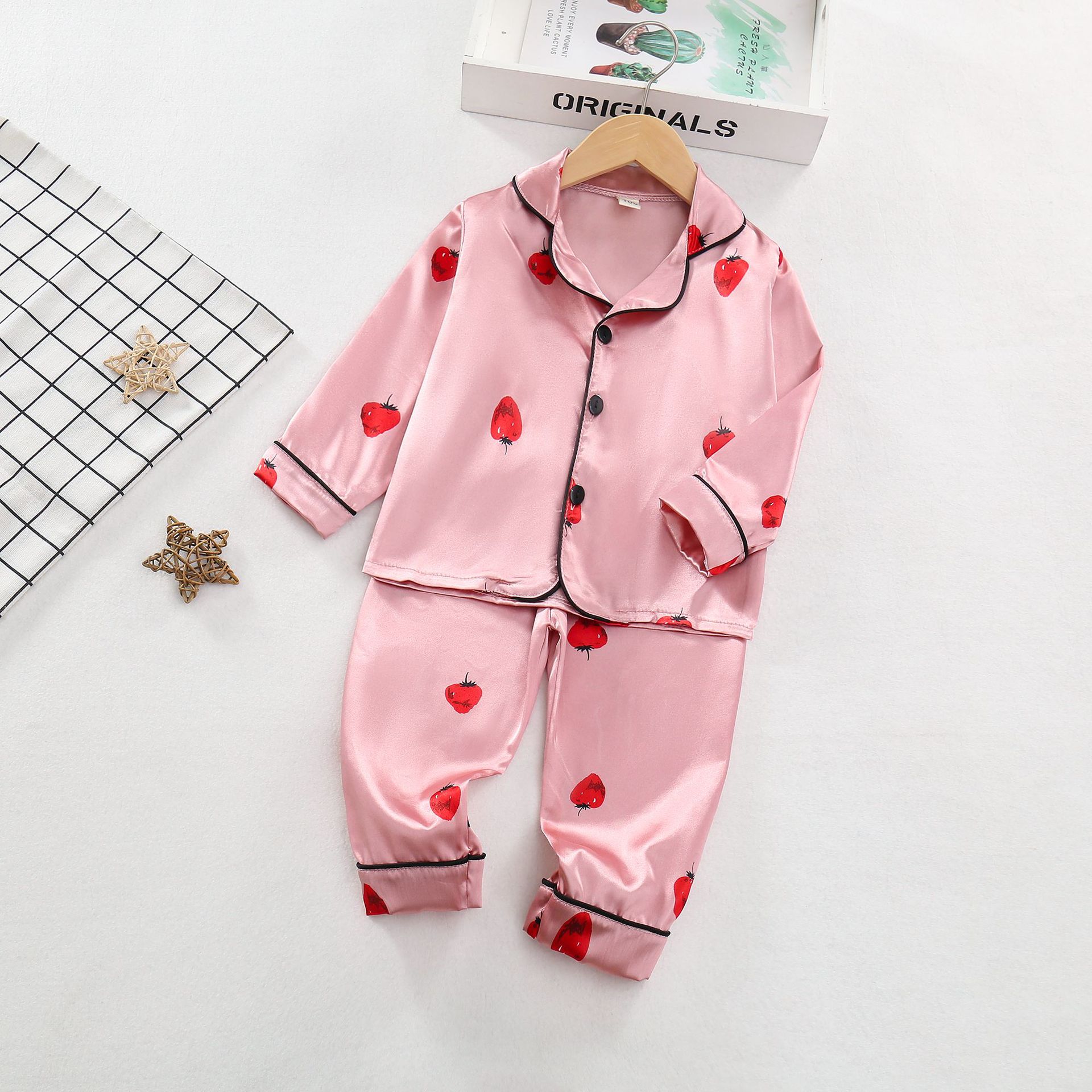 

Осенний комплект одежды для девочек, детская пижама, рубашка с длинными рукавами и штаны, комплект из двух предметов, детская одежда для сна, одежда для малышей, костюм для младенца 100cm