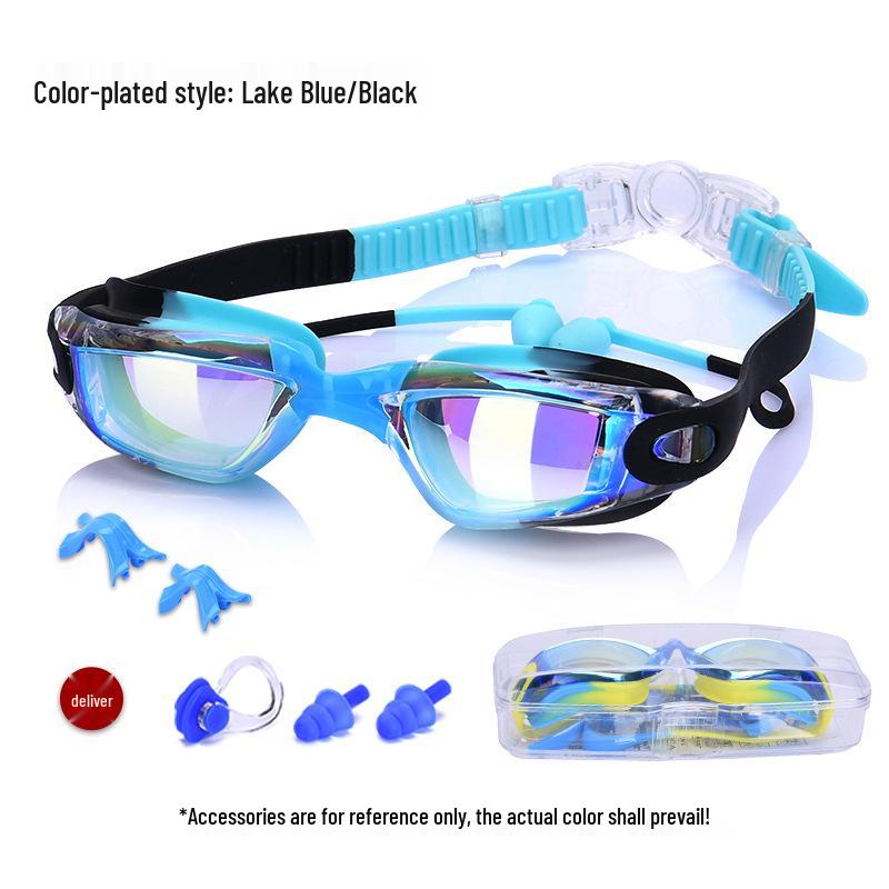 2025 Silicone Children's Waterproof Anti-Fog Swimming Goggles with Electroplating High-Definition Lenses