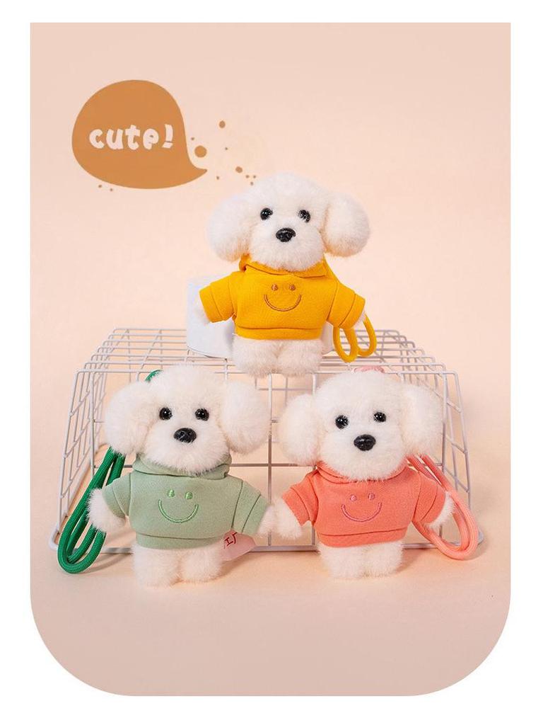 Adorable Plush Puppy Hoodie Keychain - Charming Bag Accessory & Gift for Friends