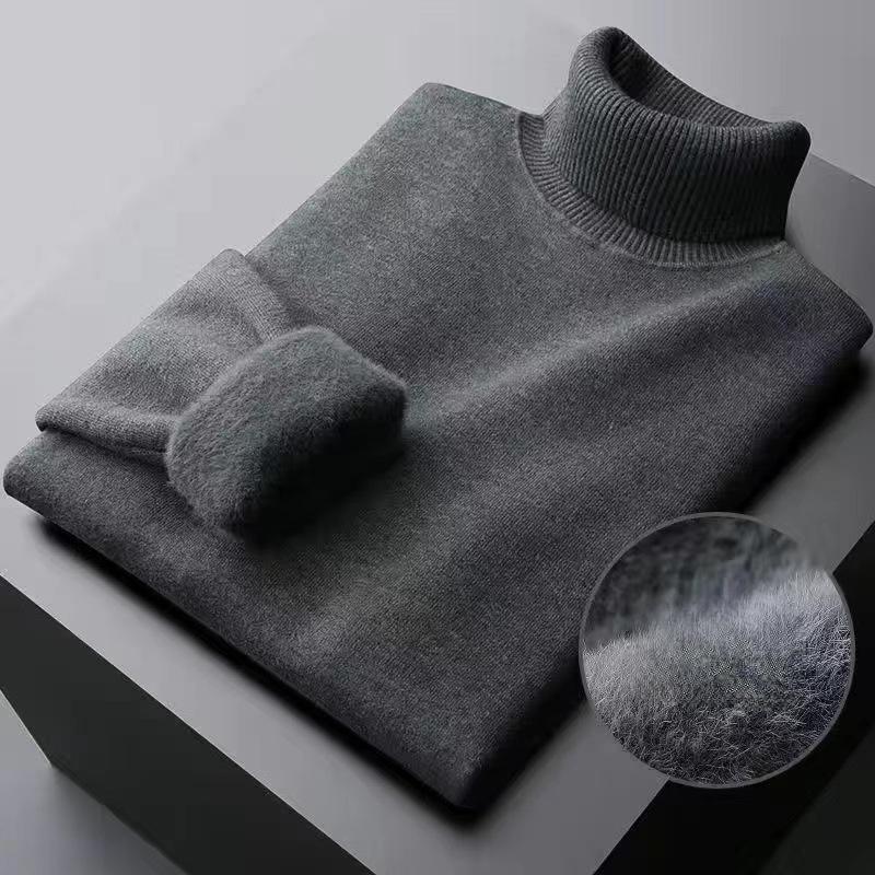 Pullover Herren Verdickter Rollkragenpullover Halber Rollkragenpullover All-in-One-Samt-Warmpullover Innenschicht Herbst- und Winterpullover