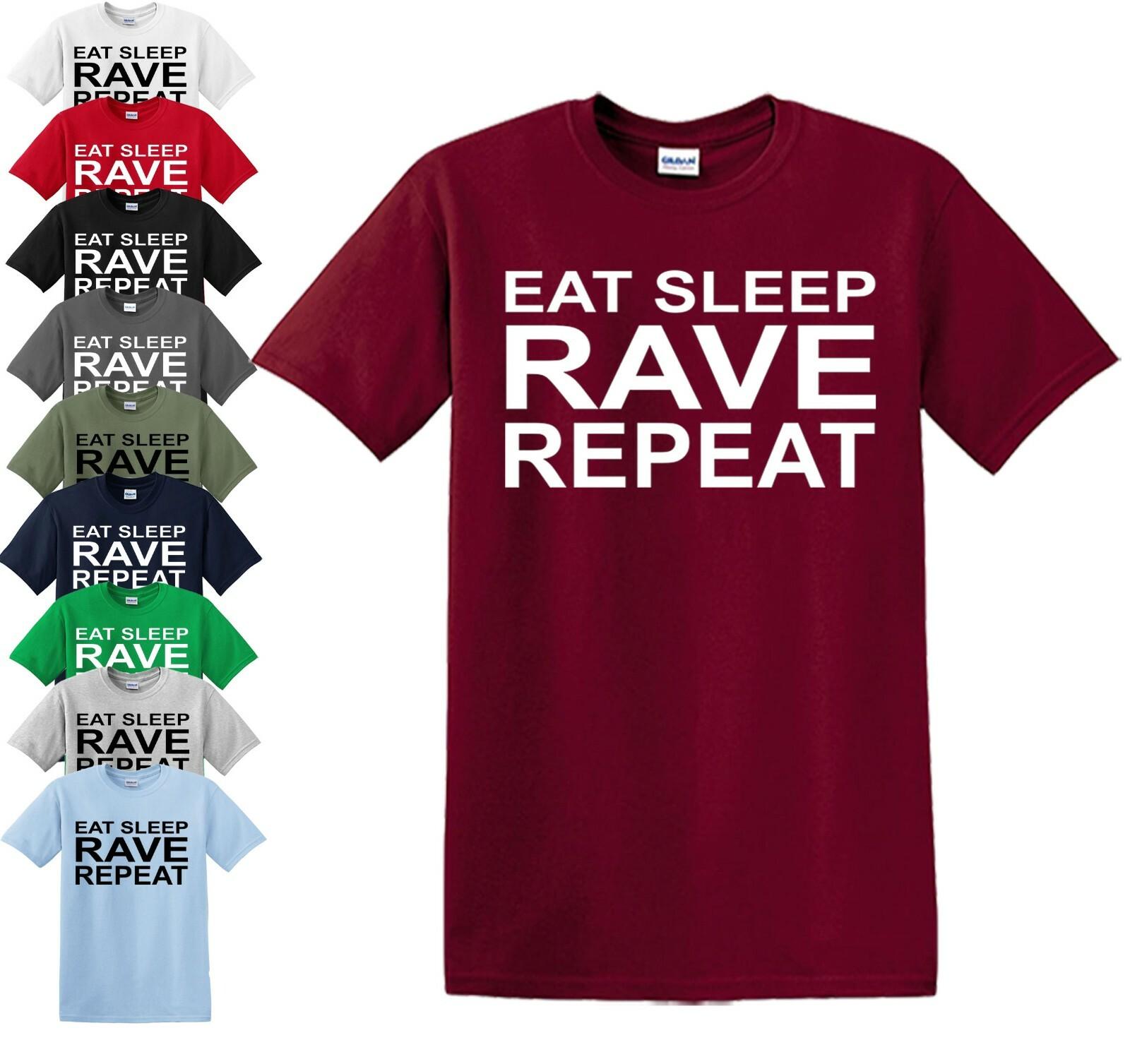 26 EAT SLEEP RAVE REPEAT T-Shirt S-5XL Techno 80s 90s Festival Music Dance Acid Top Unisex T-Shirt M