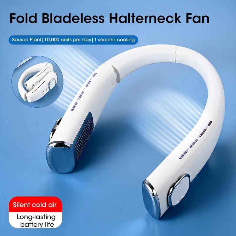 4000mAh Hanging Neck Fan Portable USB Rechargeable Bladeless 720 Rotation for Outdoors Travel Sports