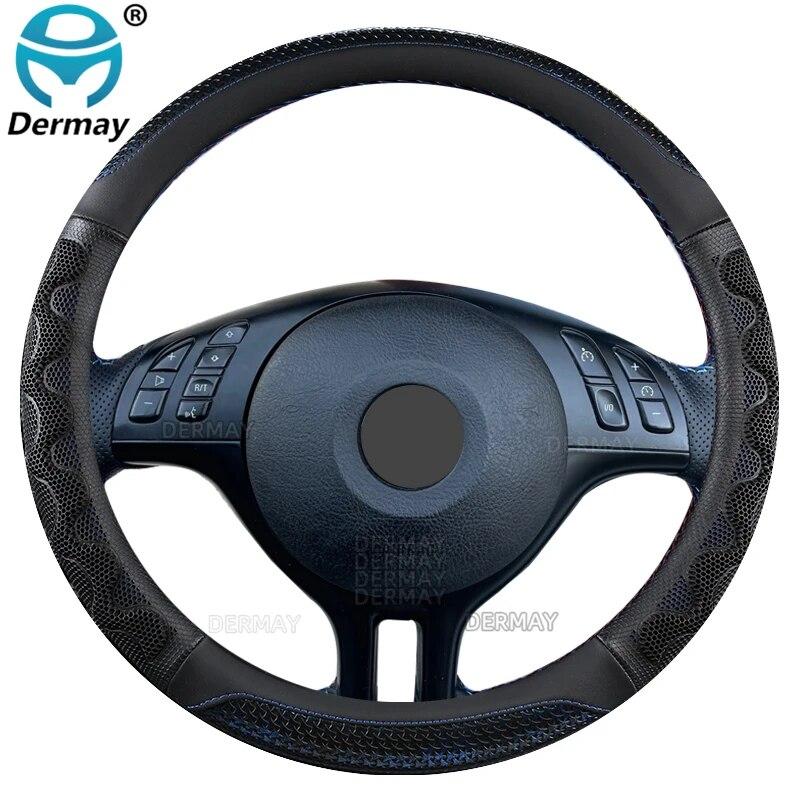 For BMW E46 3 Series M3 DERMAY Car Steering Wheel Cover Microfiber Leather+Carbon Fiber 16 Colors High Quality Auto Accessories
