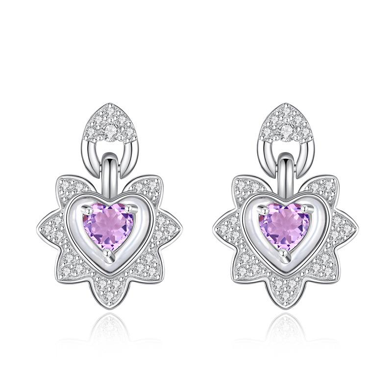 Elegant 925 Sterling Silver 5mm Heart-shaped Stud Earrings, Inlaid Natural Crystal, Minimalist Daily Wear Hypoallergenic Jewelry for Women