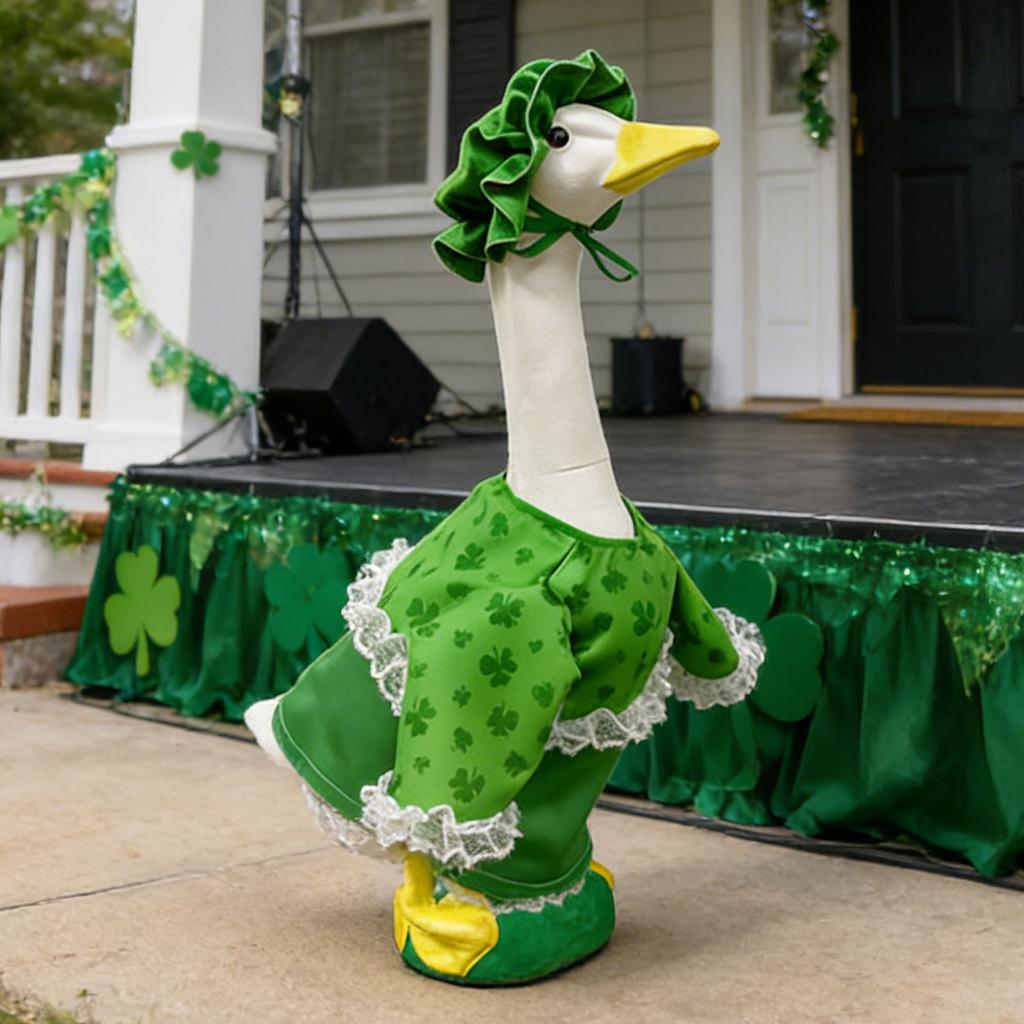 St Patricks Day Plastic Geese Statue Outfit Reusable Multi-Purpose Lawn Statue Costume for Holiday Decorations / Themed Outfits