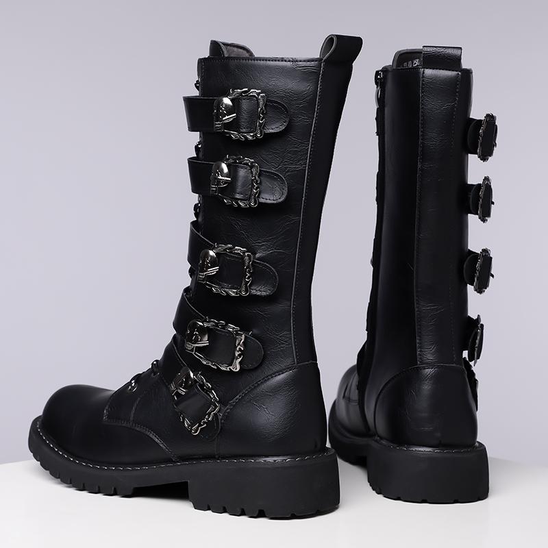 Men’s Motorcycle Boots Western Boots Black Jockey Boots Casual High Boots Plus Size