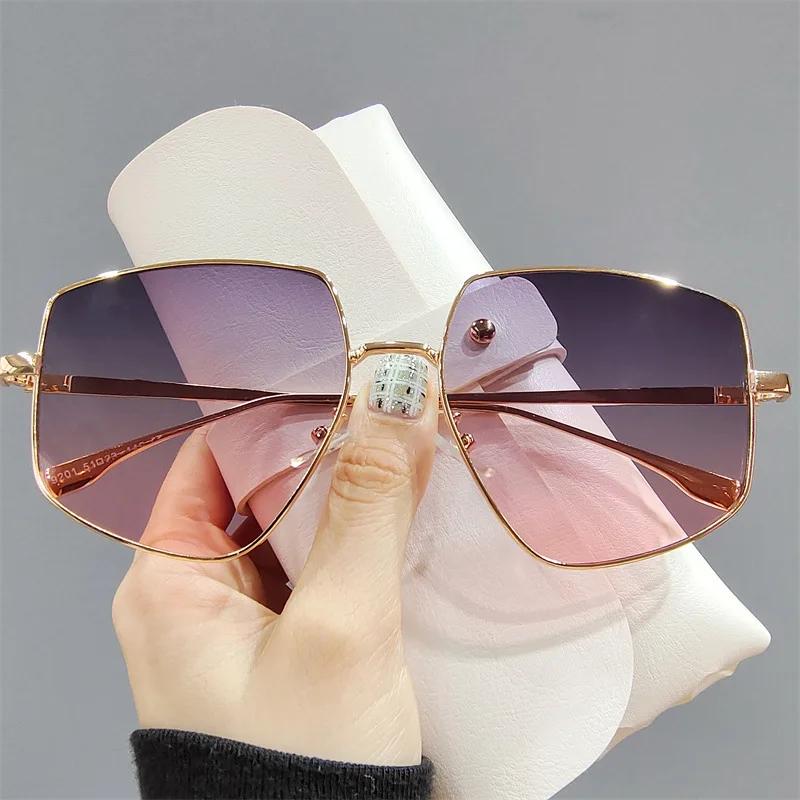 Oversized Gradient Sunglasses For Women New Fashion Brand Irregular Alloy Sun Glasses for Female Vintage Shades UV400