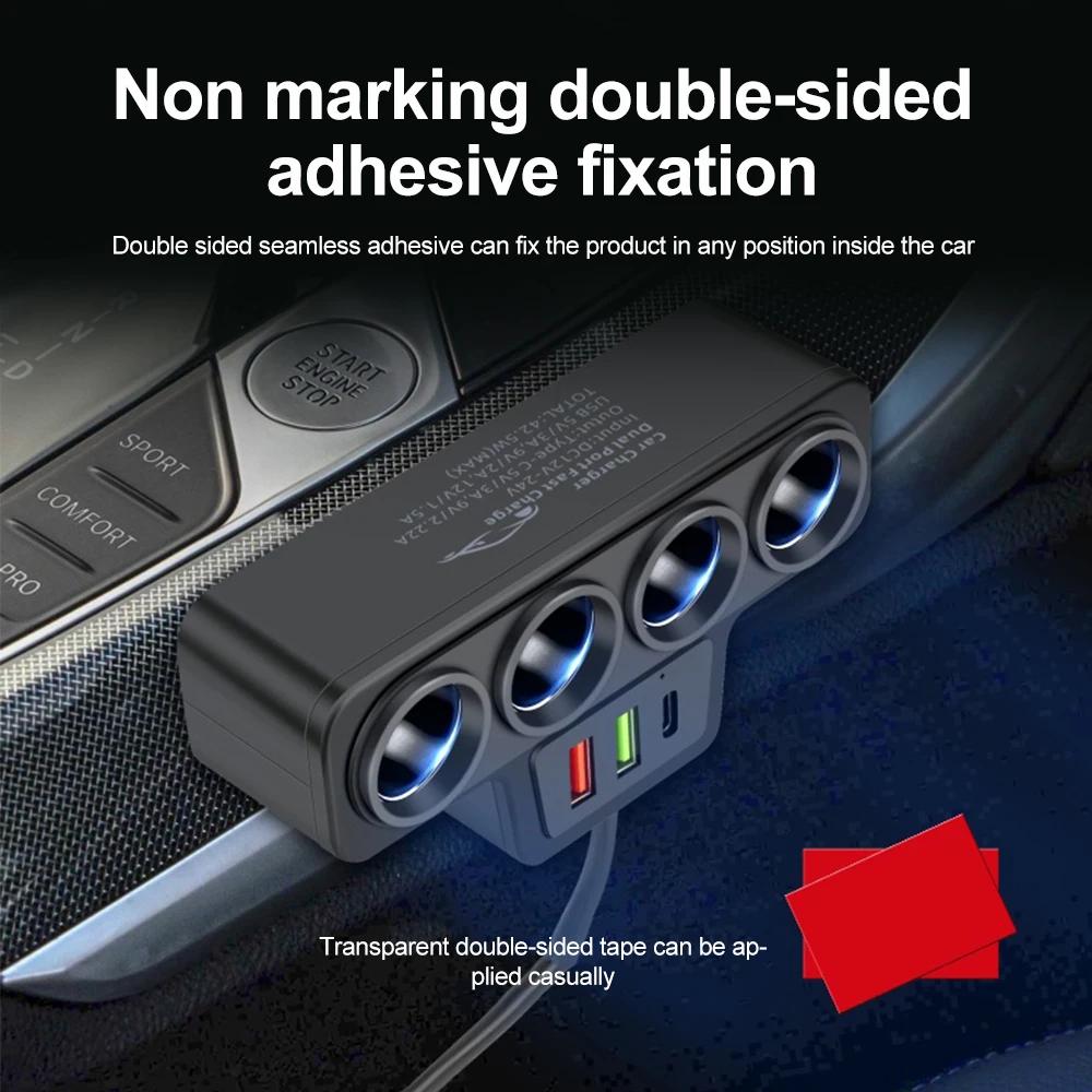 Adaptador de encendedor de cigarrillos para coche de 12V/24V Nuevo enchufe 4 en 1 Cargador de 3.1A Cargador USB para coche USB para coche+QC3.0+PD3.1A Accesorios de cargador de coche