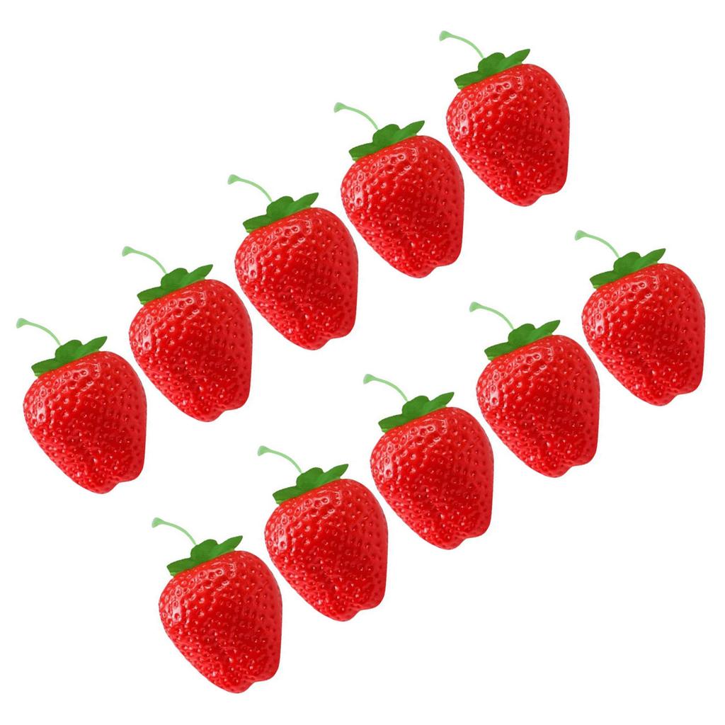 10Pcs Artificial Strawberry Simulation Fruit Model for Home Kitchen Wedding Table Decoration Basket Display Photography