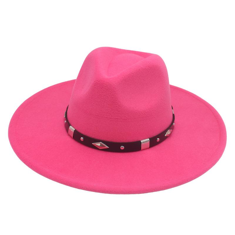 Big Brim Rhombus Metal Belt Accessories Jazz Hat Men'S And Women'S British Style Top Hat