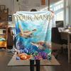 1PC Custom Name Golden Sea Adventure Patterned Flannel Blanket Suitable For All Seasons for Home Decor Warmth and Comfort Gifts Holiday Present_lx