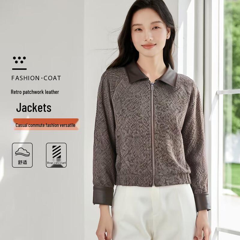 

HSTYLE Женская куртка в стиле ретро с лоскутным воротником One Size