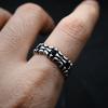 The Black Stars Adjustable Open Ring For Men Retro Gothic Punk Edgy Silver-plated Copper  Unisex Y2K Accessories Gift
