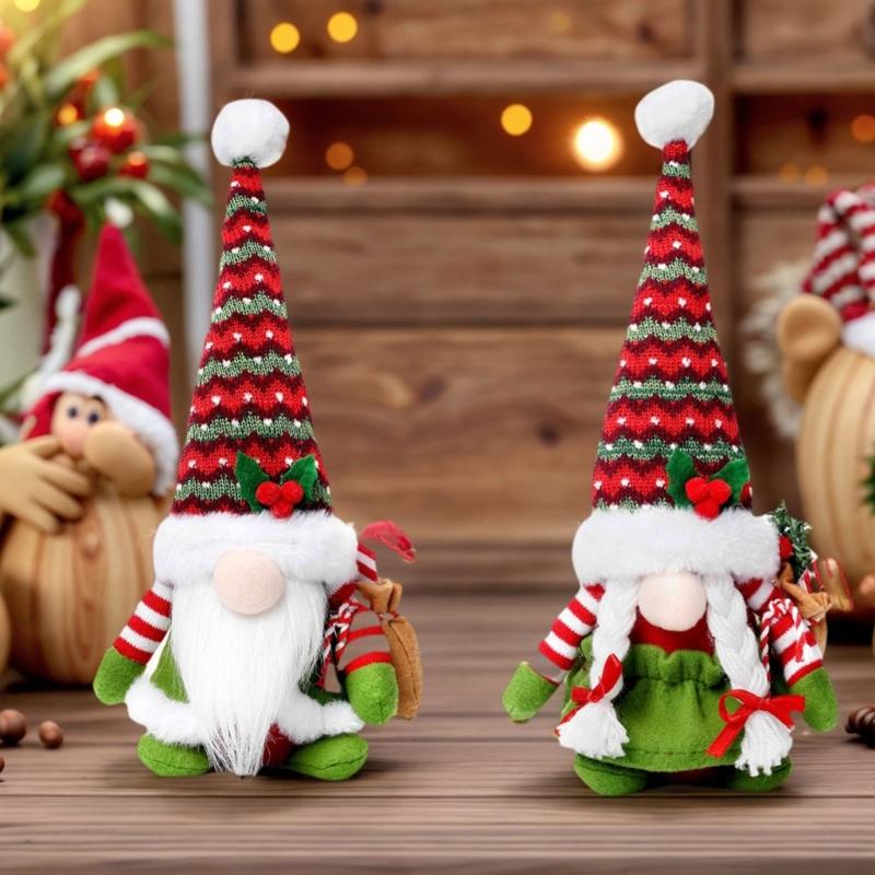 Festives Plush Santa Gnomes Doll Ornament with Sacks Bag Design Stuffing Swedish Tomtes Figurine Home Office Table Decors