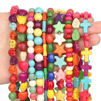 Blätter-Kreuzform, mehrfarbig, türkis, Natursteinperlen, lose Abstandsperlen für die Schmuckherstellung, DIY handgefertigtes Armband, 38,1 cm
