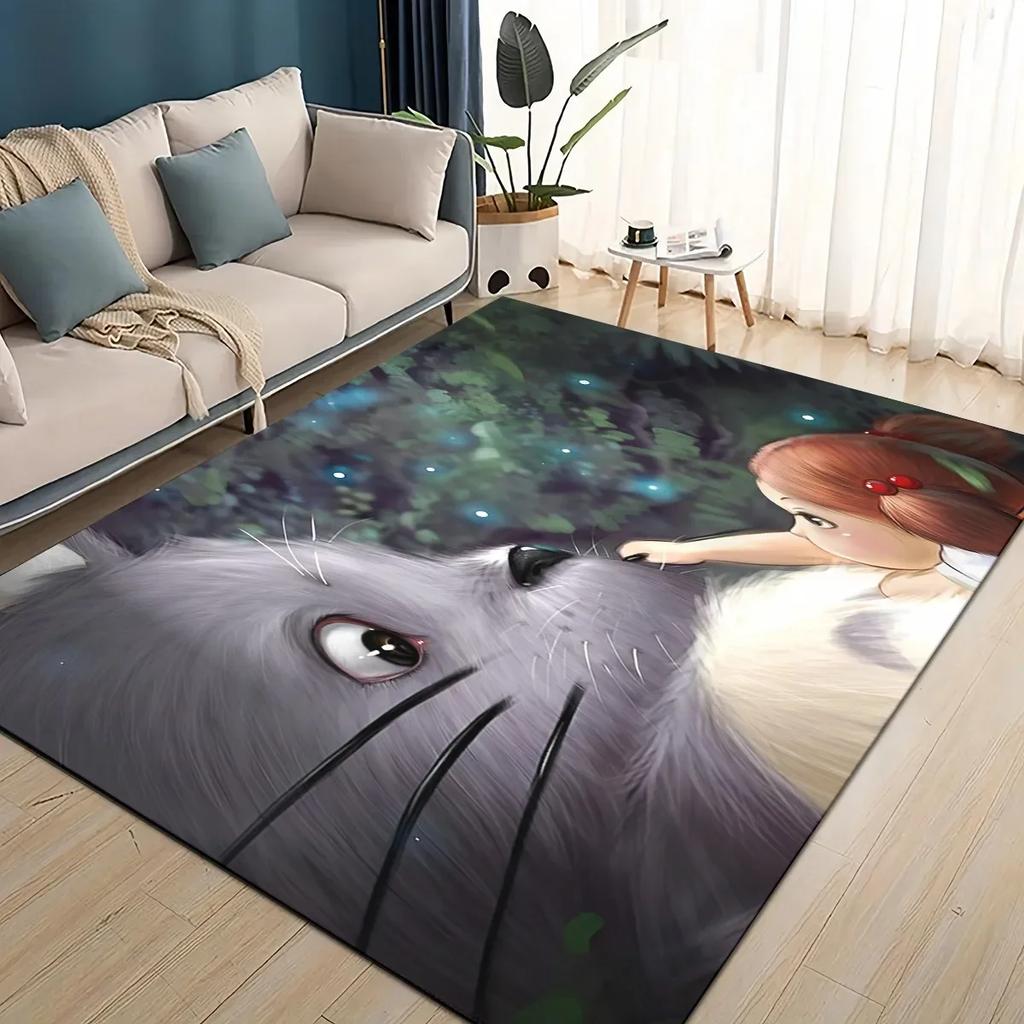 3D T-Totoros Cartoon Area Rug Large,Carpet Rug for Living Room Bedroom Sofa Doormat Decoration,kid Play Non-slip Floor Mat