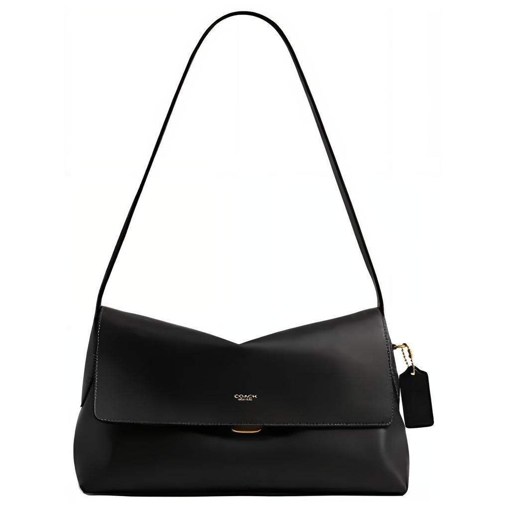 Coach Chelsea 30 Gold Letter Logo Push Lock Shoulder Bag Large Women Shoulder Bag Black CDS58-B4BK