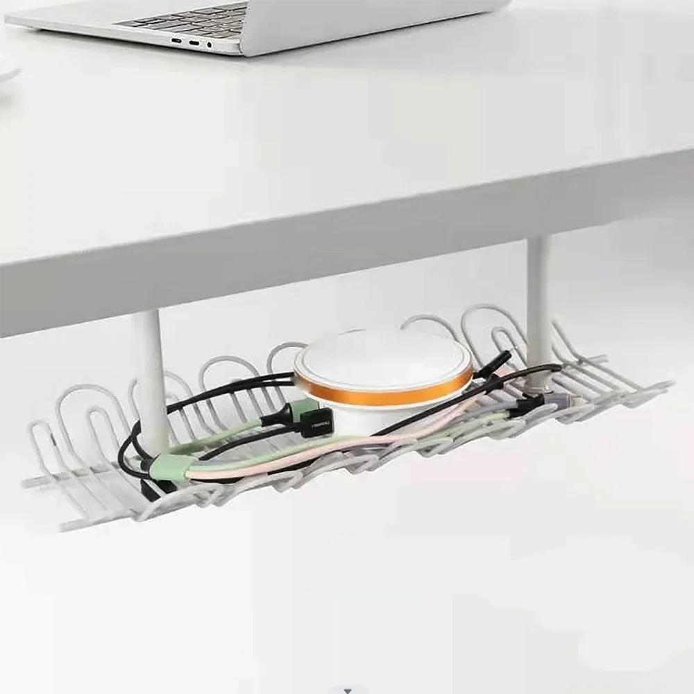 ABS 360mm Tischsteckdose Aufhängehalter Steckdosenleiste Aufbewahrungsregal Festschraubbar Kabelmanagement-Schale für Büros Zuhause Kabel-Organizer