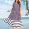 Women's Casual Loose Bohemian Striped Printed Short Sleeve Dress