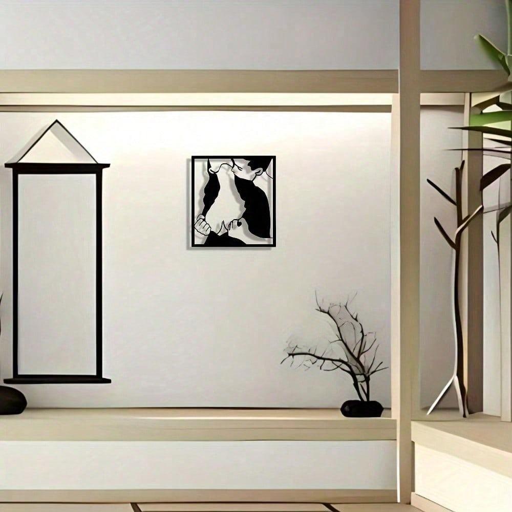 1 PC Kissing Neck Minimalist Metal Wall Art - Modern Home Decor For Bedroom, Living Room, Or Bathroom.