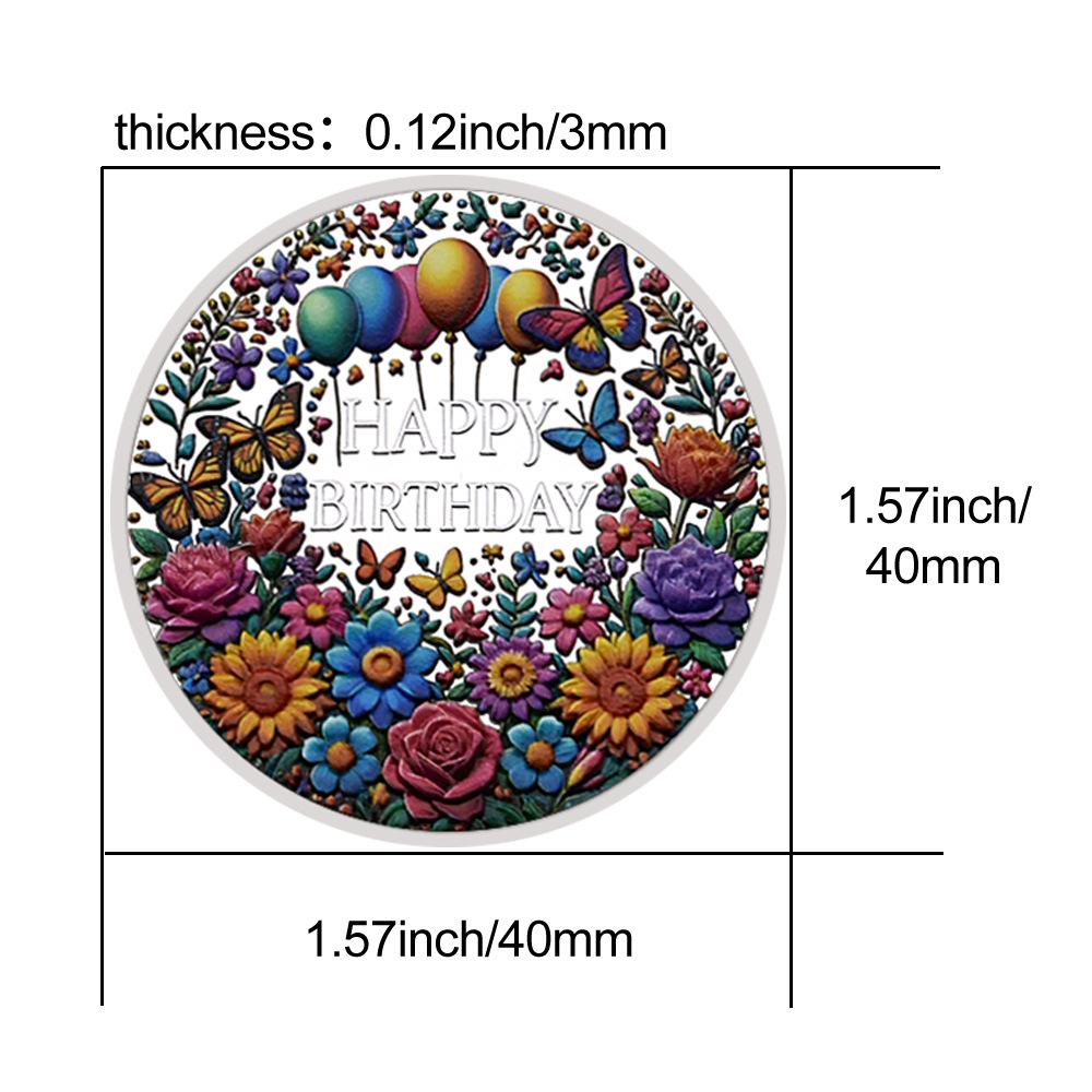 Happy Birthday Coins, Zinc Alloy, Gold Commemorative Coins, Collected Commemorative Medals, Badges, Antique Handicrafts