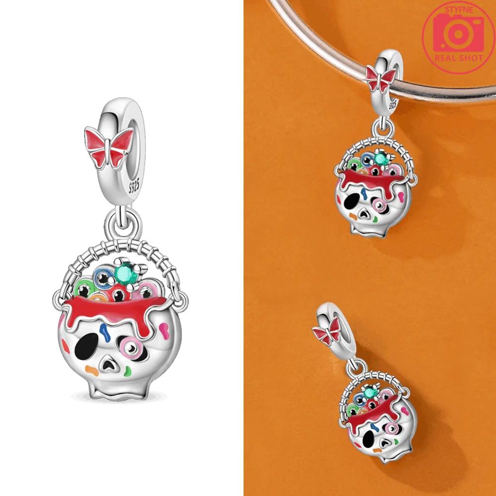 Luminous Pumpkin Pendant Original Copper House Skeleton Head Ghost Purple Magic Hat Beads Fit Bracelet Women Jewelry Gift