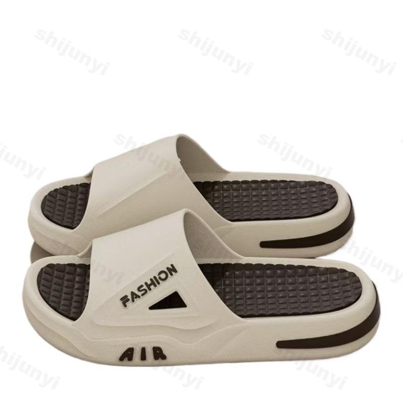 Fashion Men Open Toed Slippers Non-slip Bathroom Slippers Home Shoes Thick Soft Sole Breathable Comfort Flat Platform Indoor Slippers
