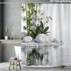Zen Bamboo Orchid Water Garden Shower Curtain Machine Washable All Season Waterproof Privacy Protection Nature Design Peaceful