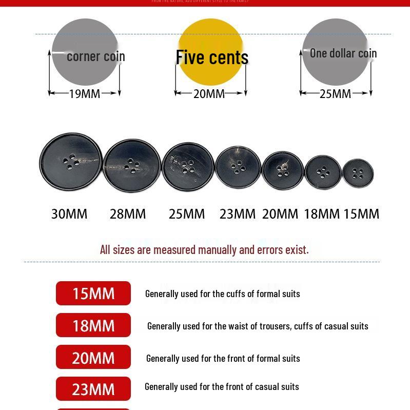 Genuine Cow Horn Blazer Buttons - Four-Hole Style for Casual Menswear