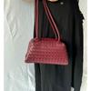 Woven PU Pillow Bag Women Small Structured Shoulder With Zip Crossbody Or Underarm Style