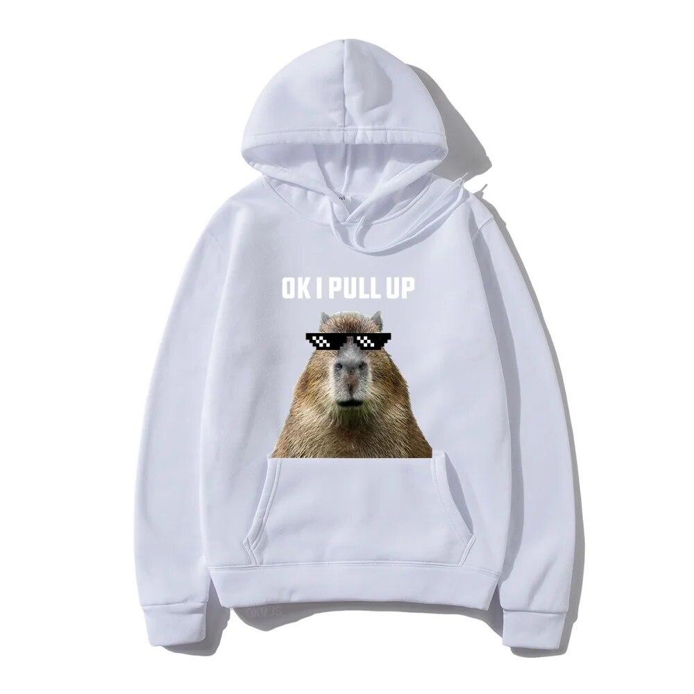 Funny Ok I Pull Up Capybara Print Hoodie Unisex's Casual Oversized Hooded Sweatshirts Gothic Pullovers Hot sell Clothes for Unisex