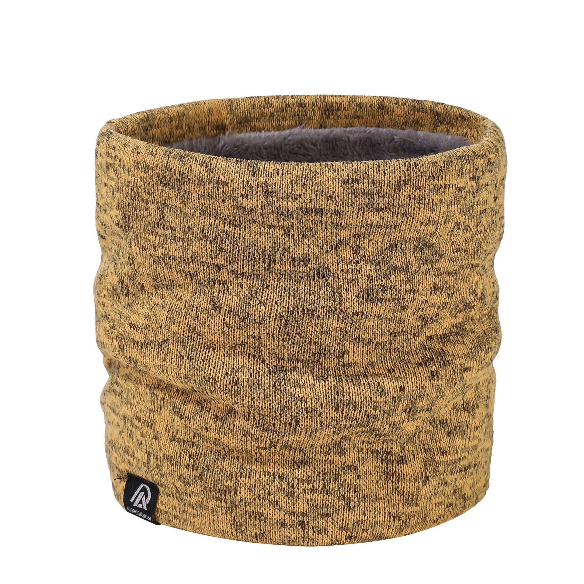 Женский вязаный шарф-манишка, зимний флисовый подклад, высокий воротник для тепла, унисекс, корейский стиль, аксессуар для холодной погоды жёлтый