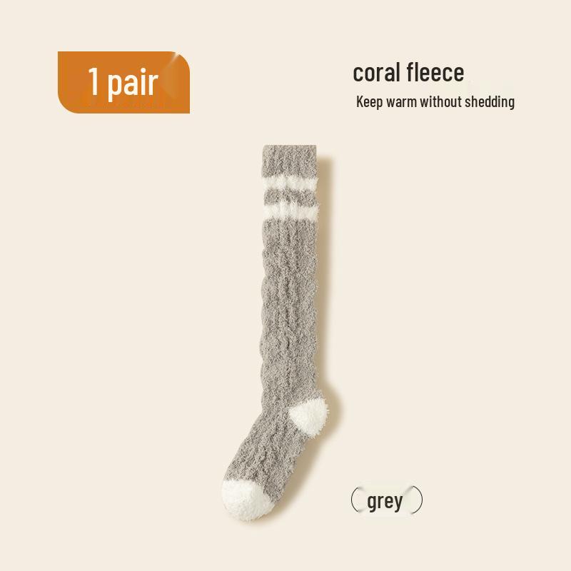 Women's Thick Coral Fleece Mid-Tube Socks: Warm, Non-Shedding, Solid Color – Perfect for Maternity and Floor Wear
