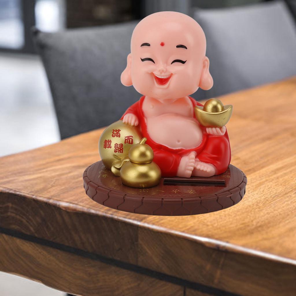 Small Monk Ornament Solar Powered Nodding Head Little Monk Figurine for   Table   Car Dashboards Homes Restaurants Hotels Cafes