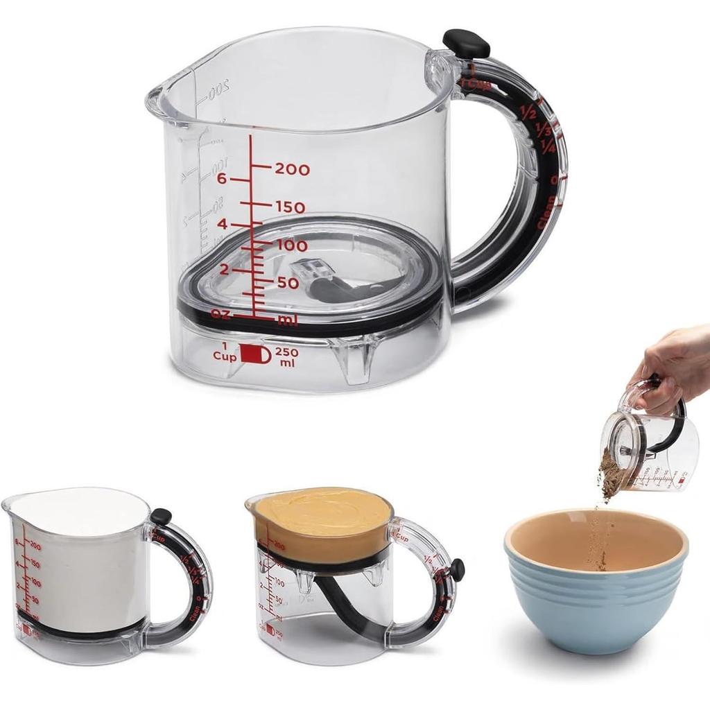 4-In-1 Adjustable Measuring Cup Multi-Functional Measuring Cup with Scraper-Style Seal Base Measurings Cube Cups for Cooking