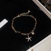 Copper Zircon Metal Shell Starfish Bracelet Sea Series Beach Hand Chain  Girls