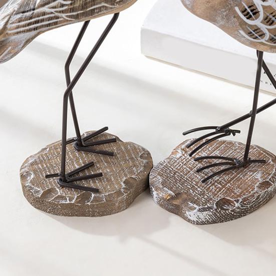 Yousheng 2 Pcs Wooden Seagull Figurine Coastal Lifelike Seabird Sculpture Nautical Animal Tabletop Ornament for Bedroom Living Room Home Office Desk