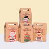 6/10pcs Santa Snowman Reindeer Christmas Gift Bags Kraft Gable Treat Boxes for Packing Candy Cake Party Classroom Exchange