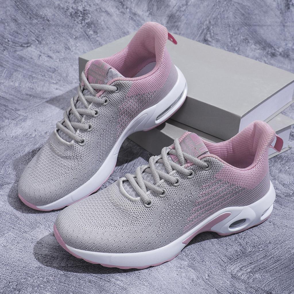 Sneakers Flying Weaving Sports Dance Shoes Air Cushion Shock Absorption Casual Sneakers Breathable Women's Flying Weaving Shoes