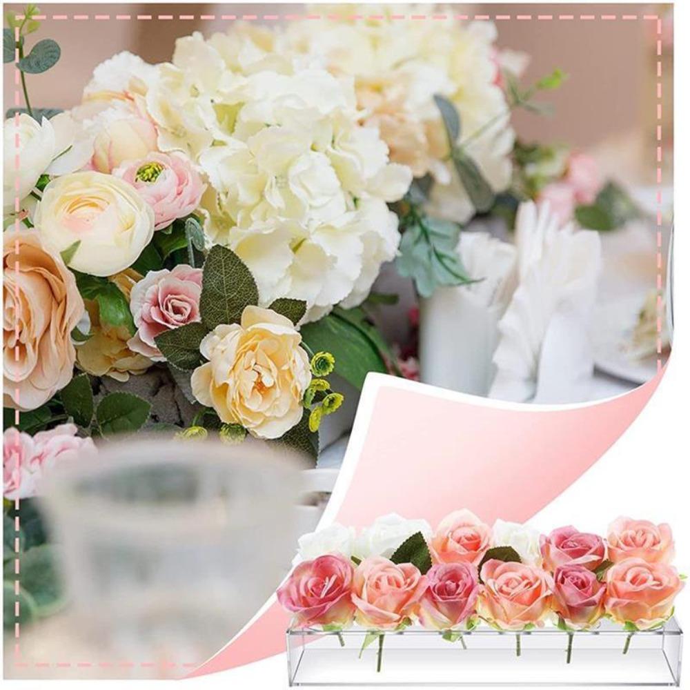 

Quality Wedding Home Dining Table Decor Rectangular Vases Acrylic Flower Vase Floral Centerpiece