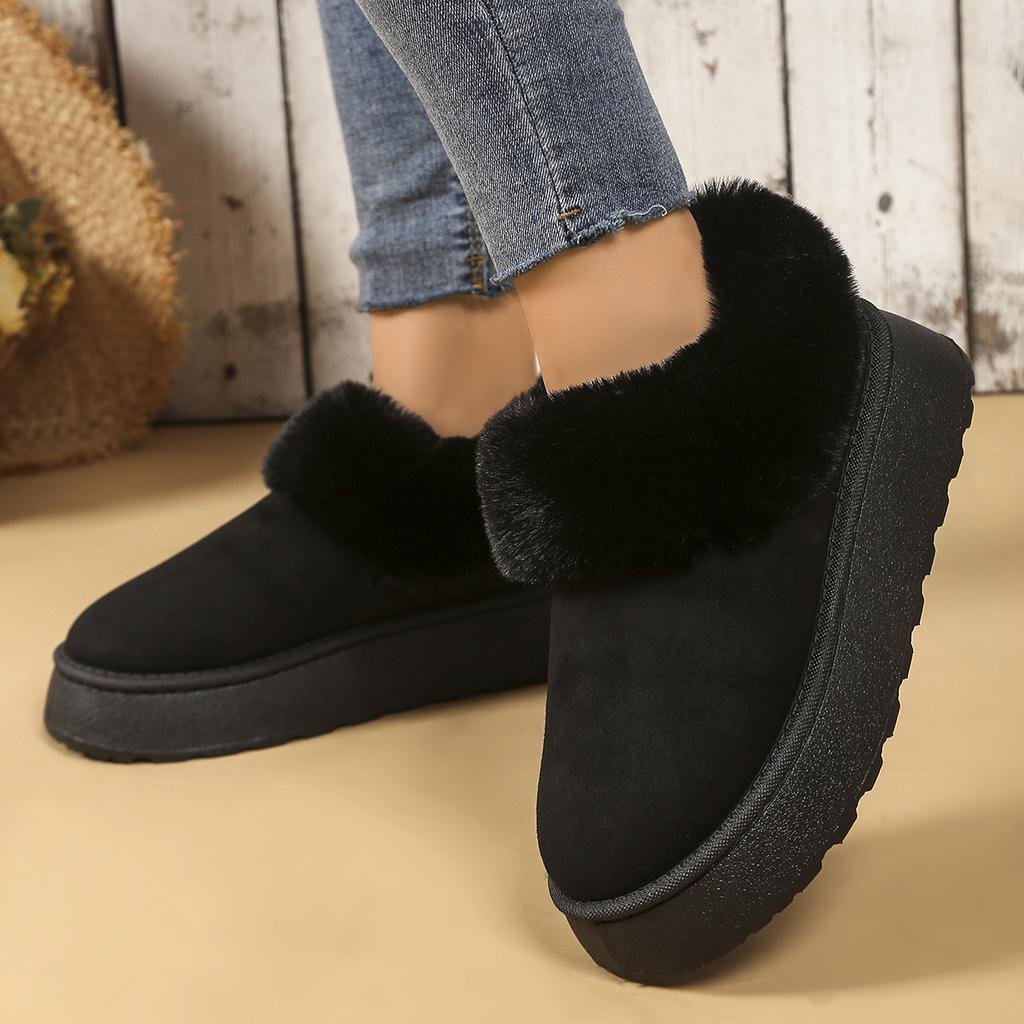 Sleeve Rubber Boots Suede Flat Heel Round Head Middle Heel ()