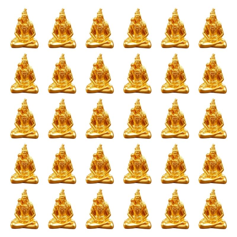 30Pcs Sakyamuni Buddhas Statue Mini Gold Buddhas Figurines Bulk,Tiny Figures Ornament for Car Dashboard Home Decorations