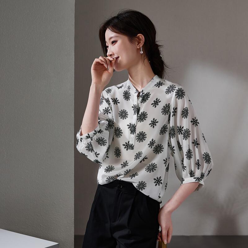 SOFSIL Women s 100% Mulberry Silk Loose Printed Shirt XL
