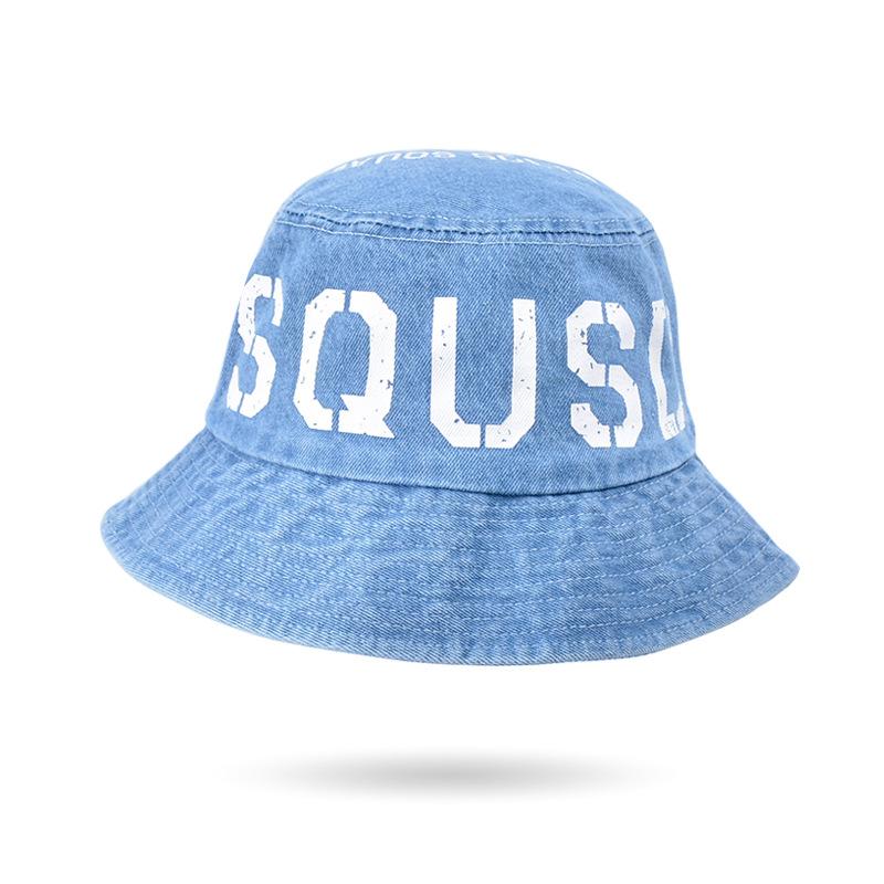 Summer Sun Visor Denim Cap Female Fisherman Hat Letter Male Basin Hat
