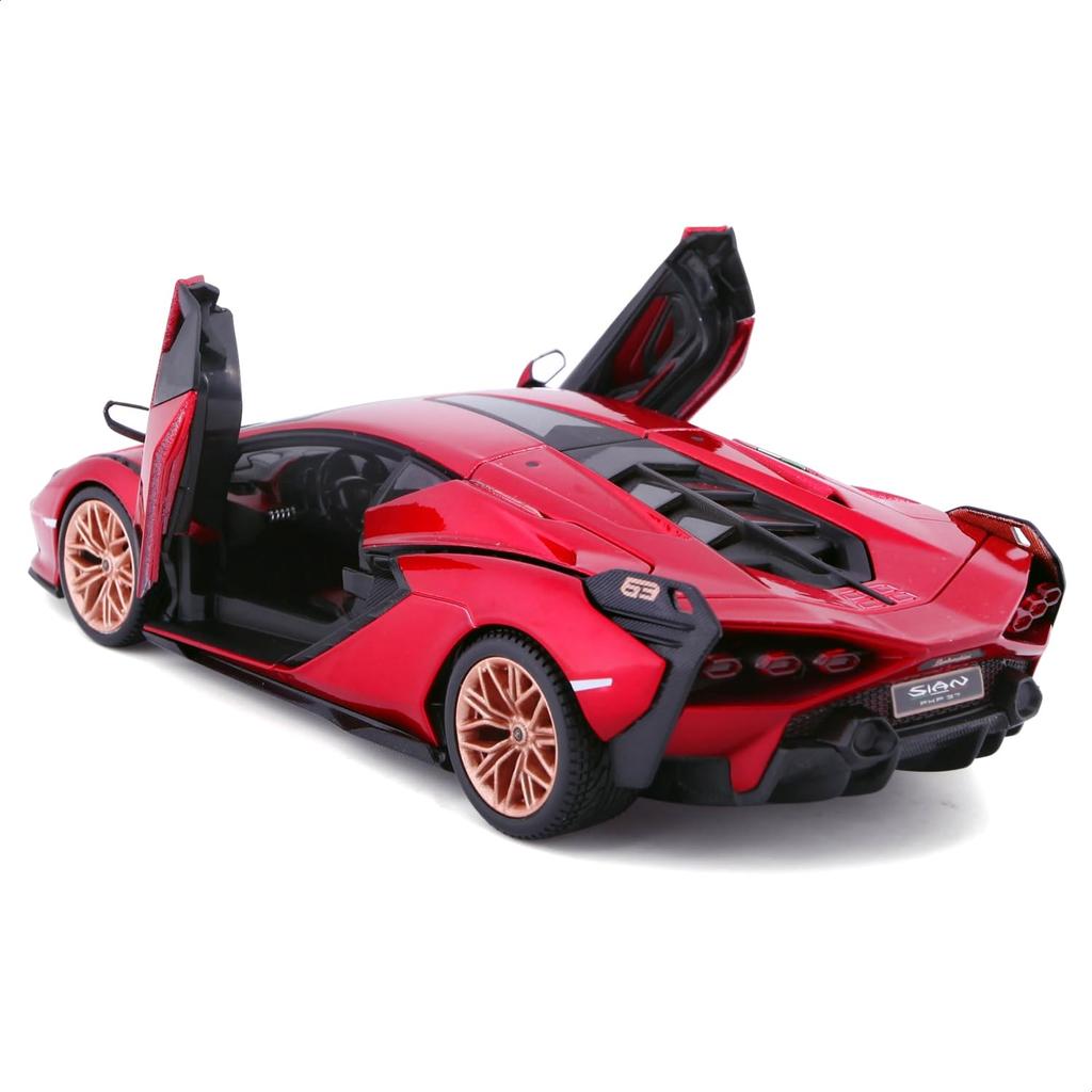 Bburago 1/25 Scale Lamborghini Sián FKP 37 2019 Red / Diecast Model Car, Finished Product, 18-21099 RD