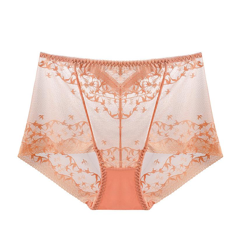 Big Size Lady Summer Thin Sexy Hollow Lace High Waist Abdominal Lift Hip Breathable No Mark Briefs