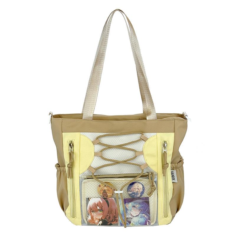 Tote Bag Large Capacity Bar College Student Casual Pain Bag Daily Messenger Bag Girls Transparent Millet Bag