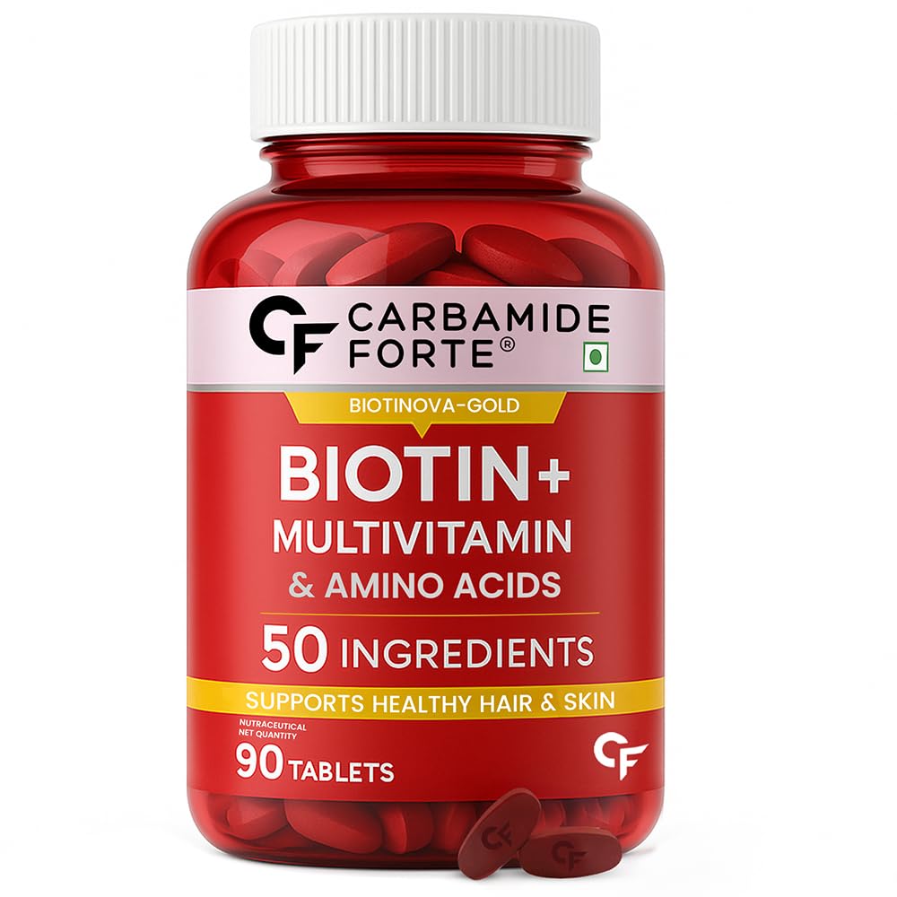 

Carbamide Forte Biotin 90 Tablets for Hair Growth | Hair Supplements for Women & Men with Multivitamins